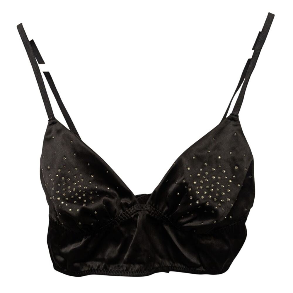 Victoria's Secret Triangle Bralette Rhinestone Embellished Black Small Intimates